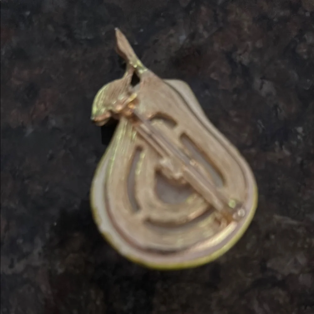 Elegant Gold and Green Pear Brooch